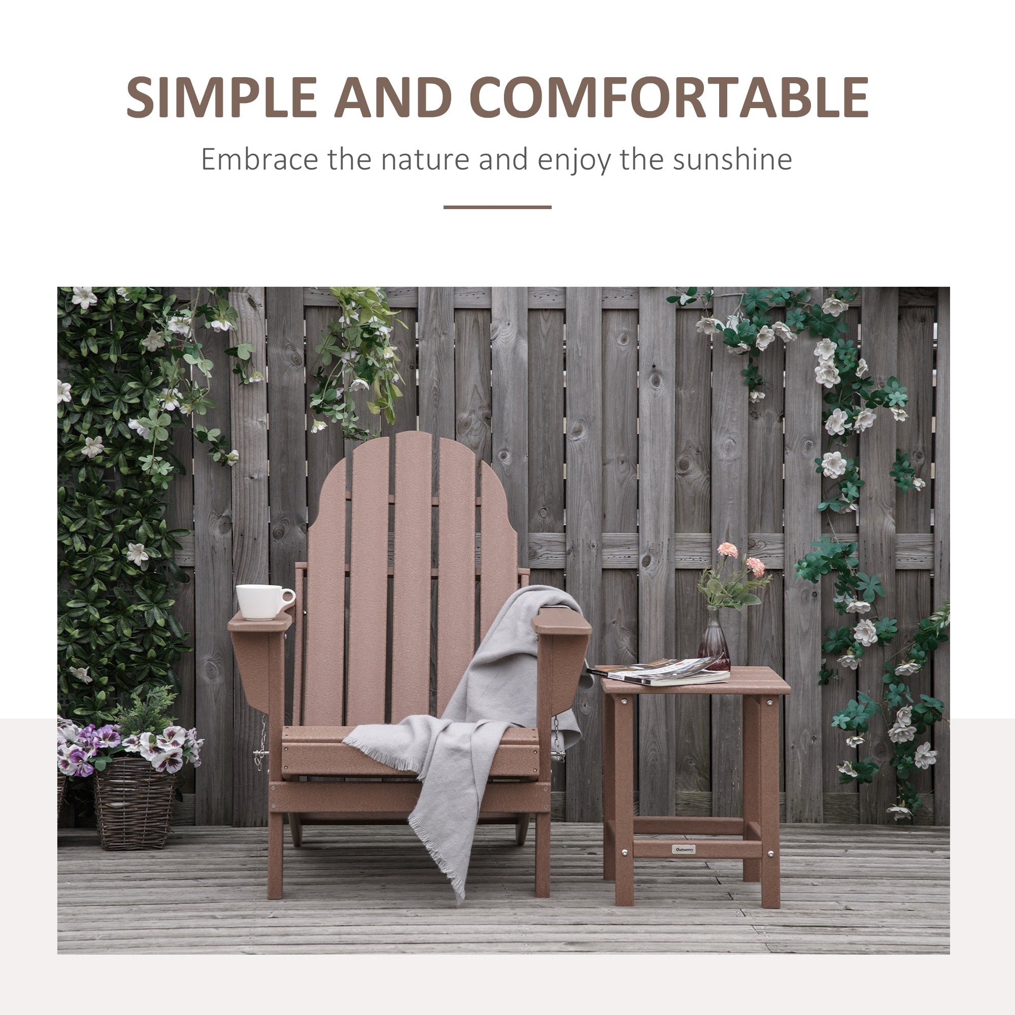 Chaise pliante Adirondack Outsunny, chaises de plage pliantes en plastique PEHD pour terrasse et jardin