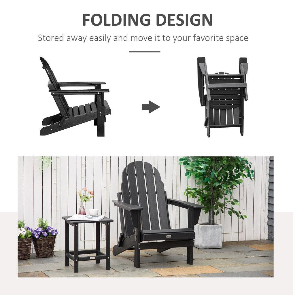 Chaise pliante Adirondack Outsunny, chaises de plage pliantes en plastique PEHD pour terrasse et jardin