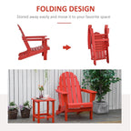 Chaise pliante Adirondack Outsunny, chaises de plage pliantes en plastique PEHD pour terrasse et jardin