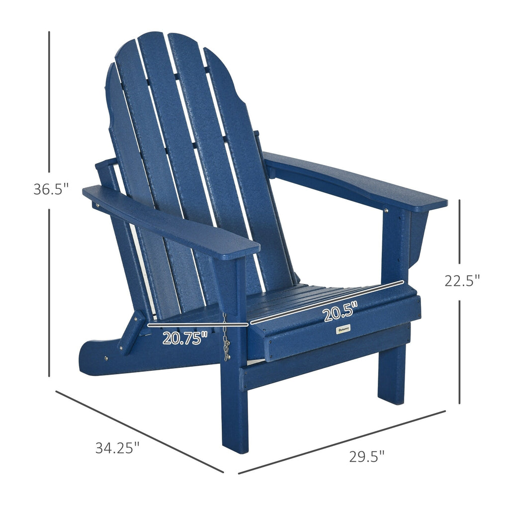 Chaise pliante Adirondack Outsunny, chaises de plage pliantes en plastique PEHD pour terrasse et jardin