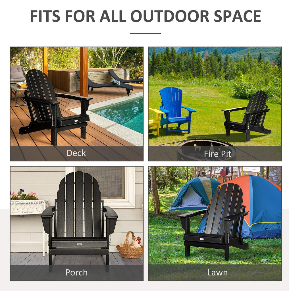 Chaise pliante Adirondack Outsunny, chaises de plage pliantes en plastique PEHD pour terrasse et jardin