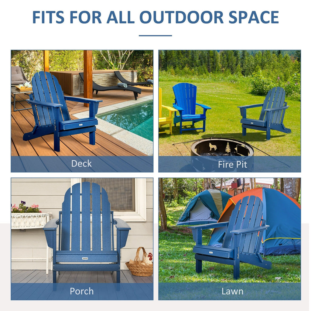 Chaise pliante Adirondack Outsunny, chaises de plage pliantes en plastique PEHD pour terrasse et jardin