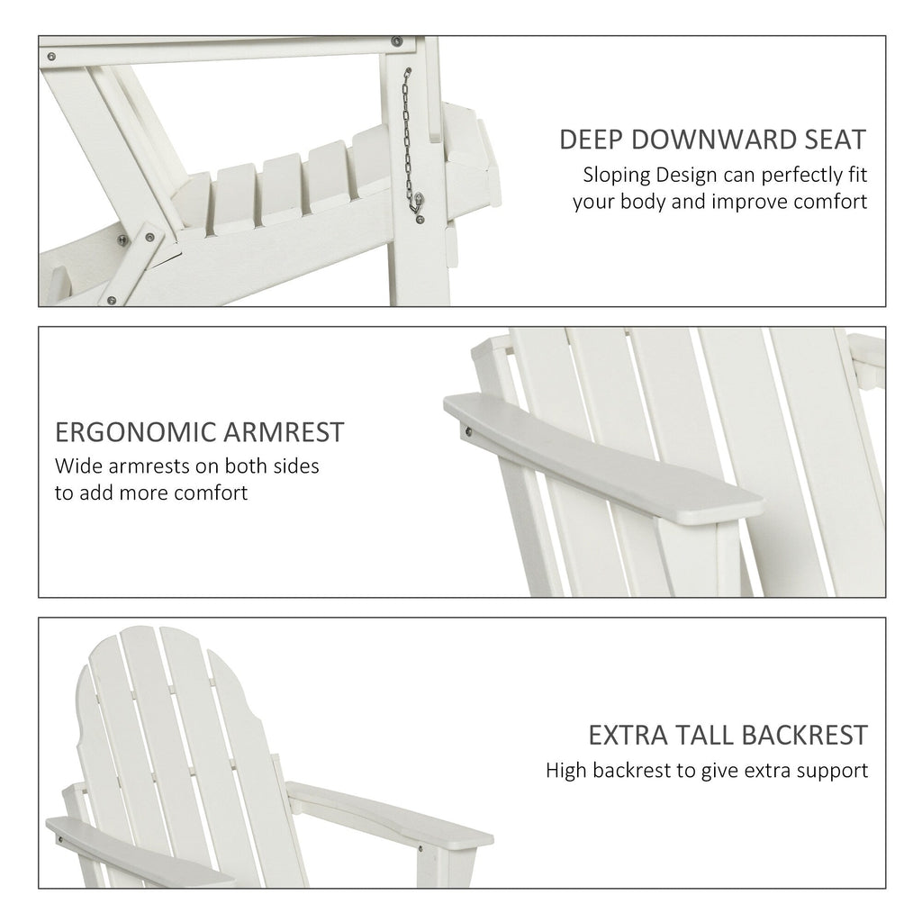Chaise pliante Adirondack Outsunny, chaises de plage pliantes en plastique PEHD pour terrasse et jardin