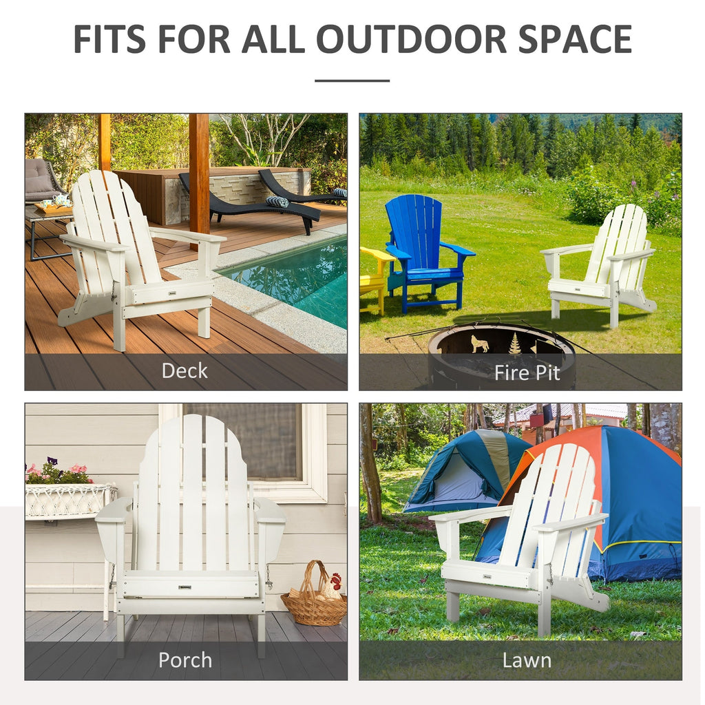 Chaise pliante Adirondack Outsunny, chaises de plage pliantes en plastique PEHD pour terrasse et jardin