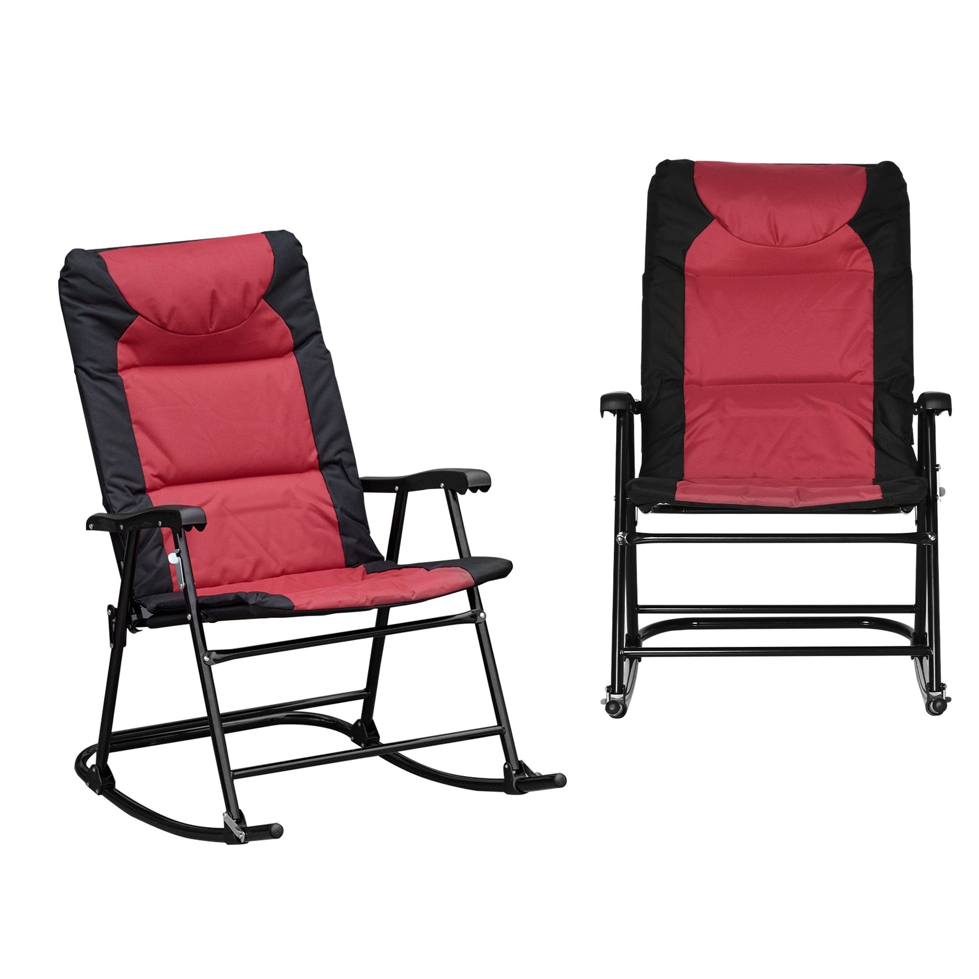 Ensemble de chaises à bascule pliantes Outsunny avec siège et dossier rembourrés, oreiller