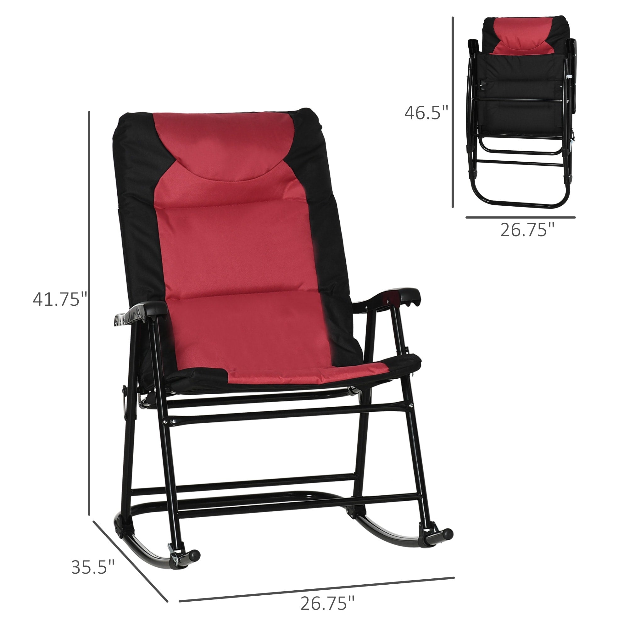Ensemble de chaises à bascule pliantes Outsunny avec siège et dossier rembourrés, oreiller