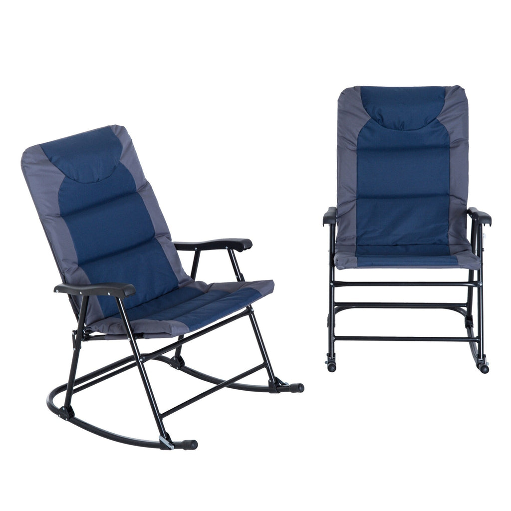 Ensemble de chaises à bascule pliantes Outsunny avec siège et dossier rembourrés, oreiller