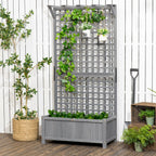 Jardinière en bois Outsunny avec treillis, plate-bande surélevée pour plantes grimpantes avec trous de drainage et toit