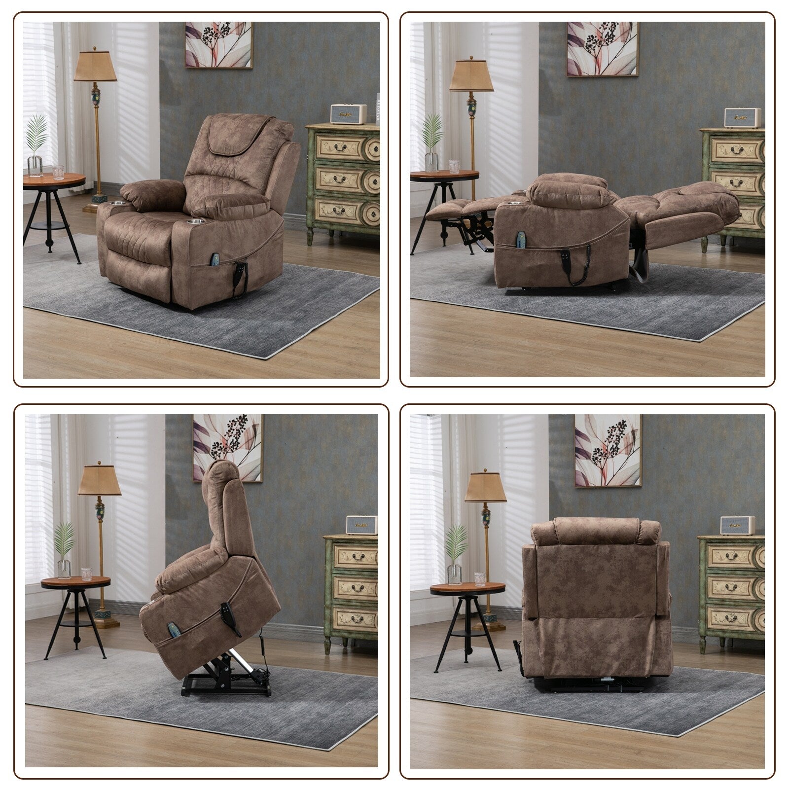 Fauteuil inclinable électrique surdimensionné à 180°, à double moteur et à commande indépendante, modèle phare amélioré