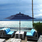 Parasol de terrasse inclinable à 3 niveaux de 10 pieds de MAISON ARTS, parasol d'extérieur à double ventilation avec lumières LED