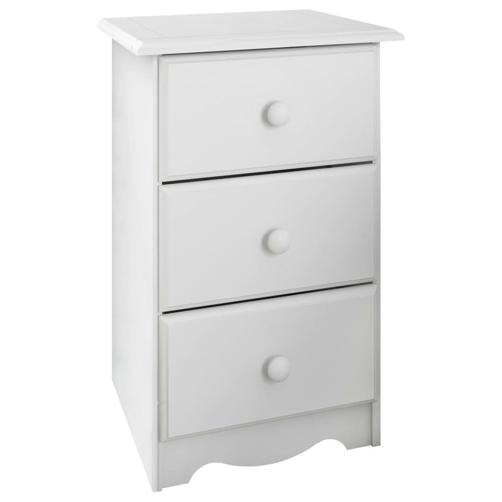 Table de chevet 3 tiroirs 100 % bois massif de Palace Imports avec boutons en métal ou en bois