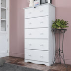 Commode 5 tiroirs géants 100 % bois massif de Palace Imports avec serrure, boutons en métal ou en bois