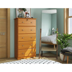 Commode 5 tiroirs géants 100 % bois massif de Palace Imports avec serrure, boutons en métal ou en bois