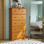 Commode 5 tiroirs géants 100 % bois massif de Palace Imports avec serrure, boutons en métal ou en bois