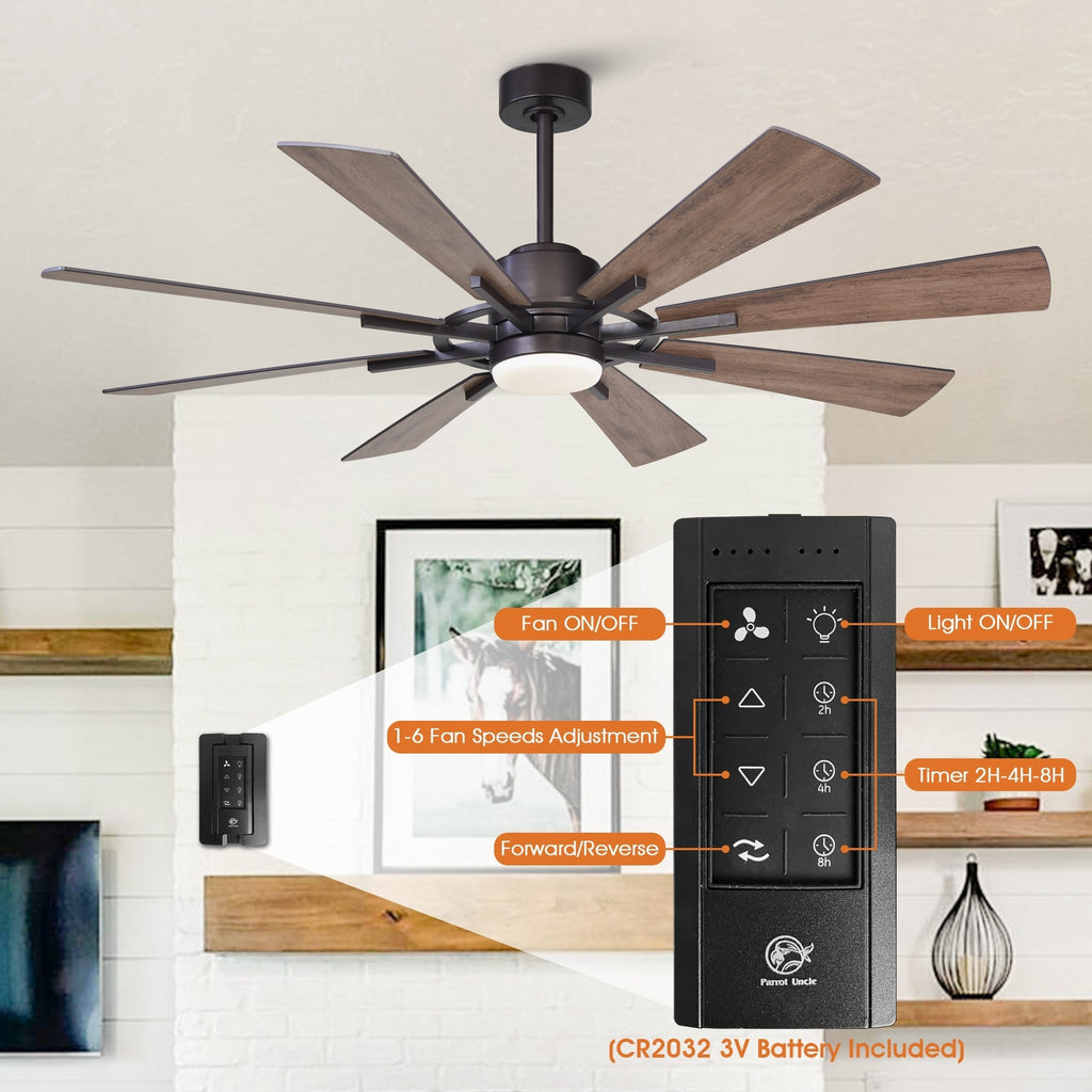 Ventilateur de plafond à LED intégré Parrot Uncle 60 Farmhouse avec lumière et télécommande