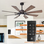 Ventilateur de plafond à LED intégré Parrot Uncle 60 Farmhouse avec lumière et télécommande