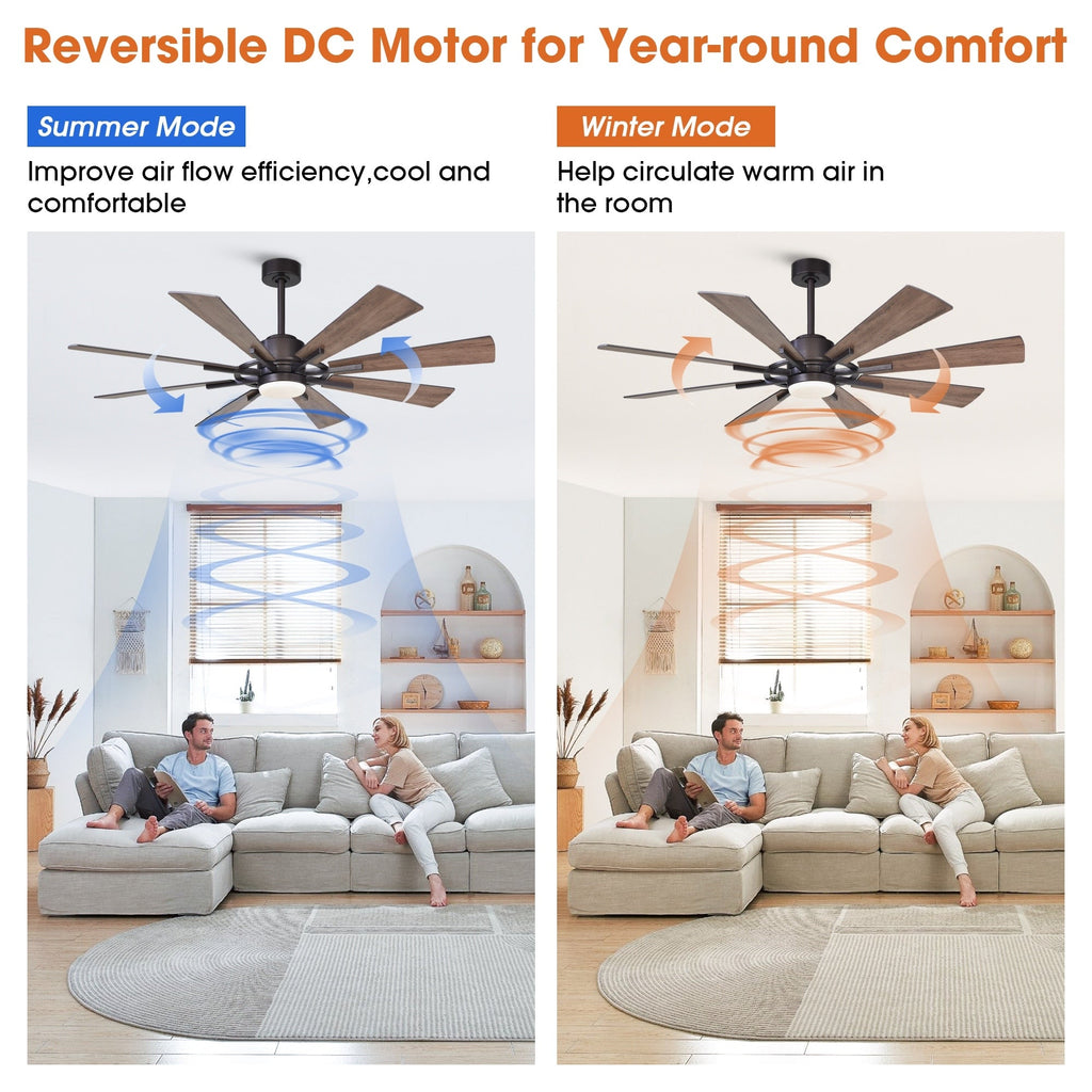 Ventilateur de plafond à LED intégré Parrot Uncle 60 Farmhouse avec lumière et télécommande