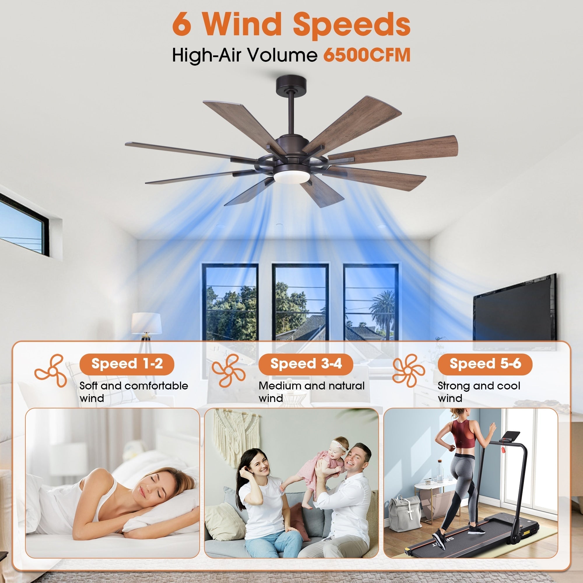 Ventilateur de plafond à LED intégré Parrot Uncle 60 Farmhouse avec lumière et télécommande