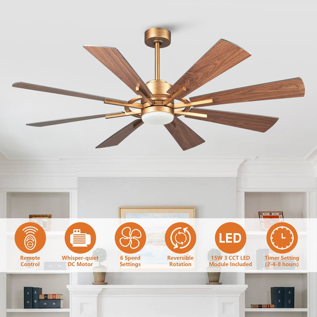 Ventilateur de plafond à LED intégré Parrot Uncle 60 Farmhouse avec lumière et télécommande