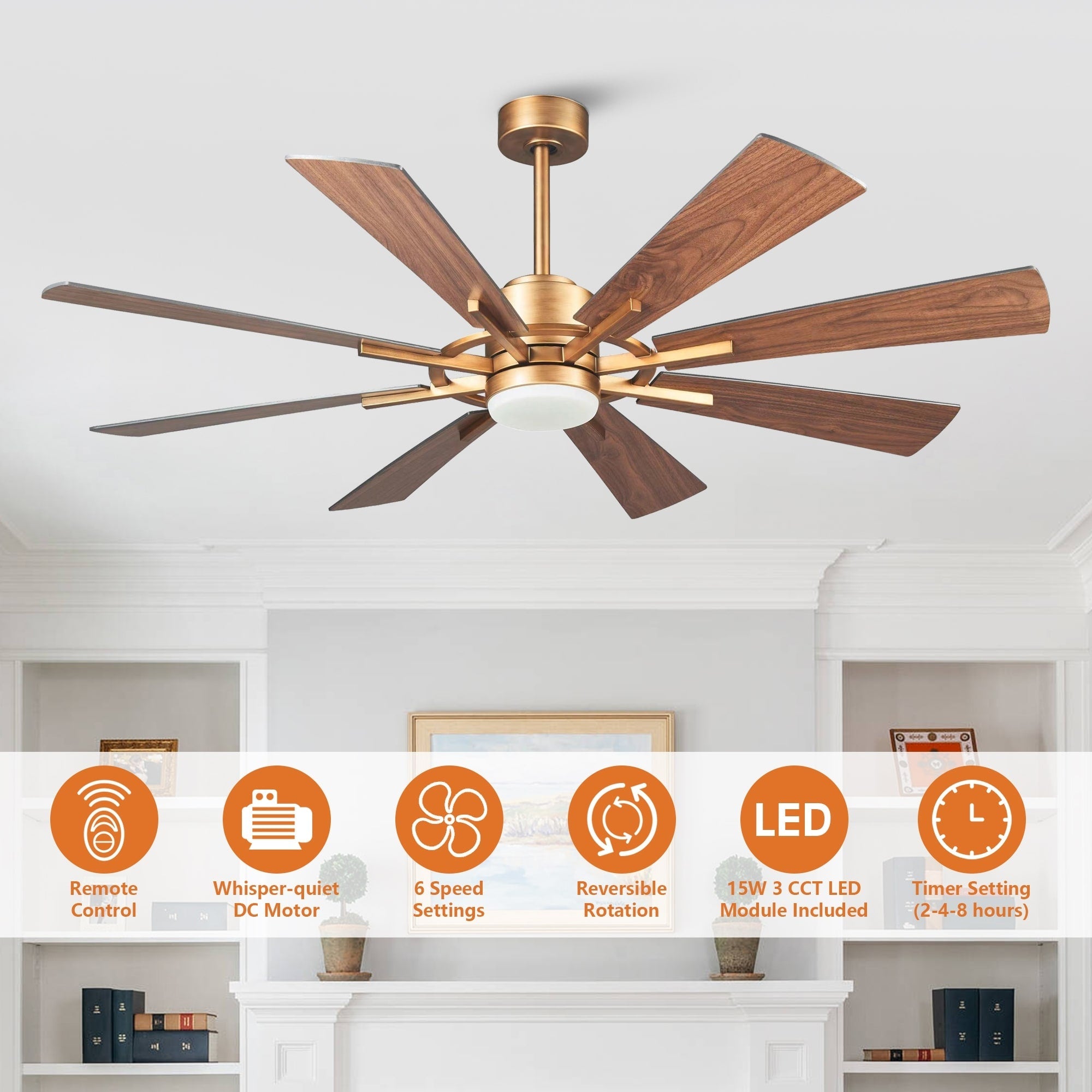 Ventilateur de plafond à LED intégré Parrot Uncle 60 Farmhouse avec lumière et télécommande
