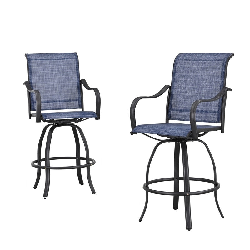 Chaise de bar pivotante à dossier haut en métal pour patio Festival (lot de 2)