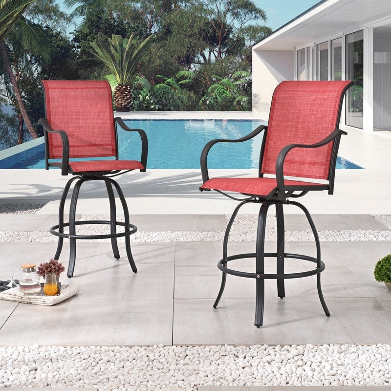 Chaise de bar pivotante à dossier haut en métal pour patio Festival (lot de 2)