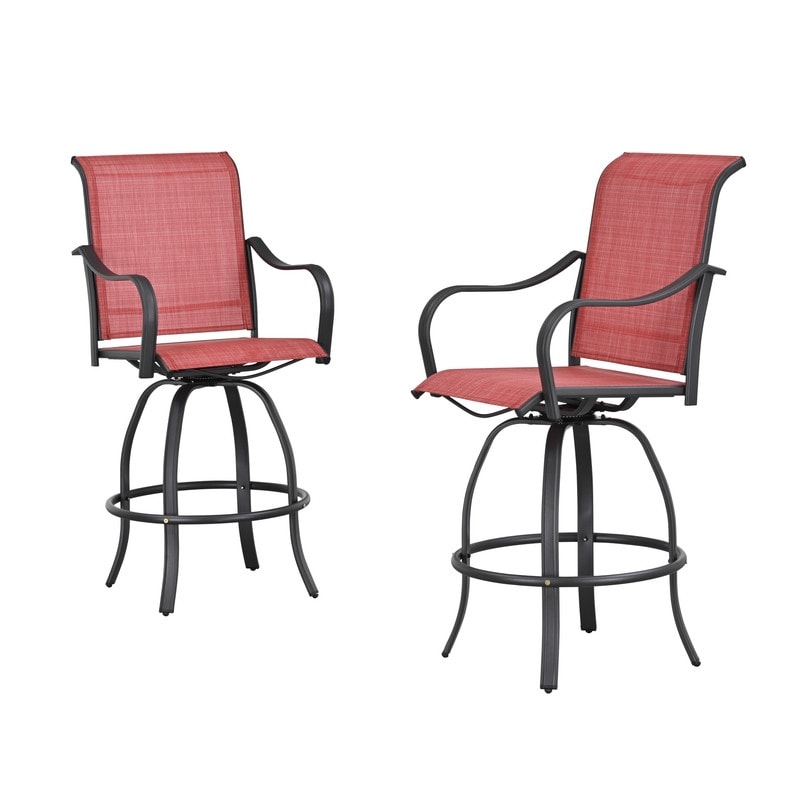 Chaise de bar pivotante à dossier haut en métal pour patio Festival (lot de 2)
