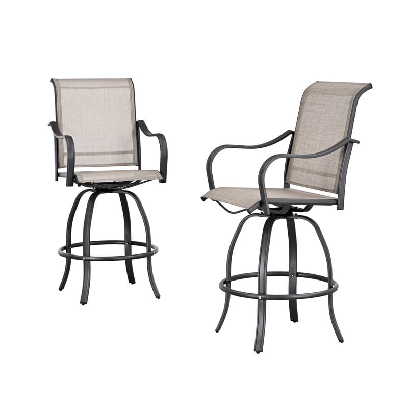 Chaise de bar pivotante à dossier haut en métal pour patio Festival (lot de 2)