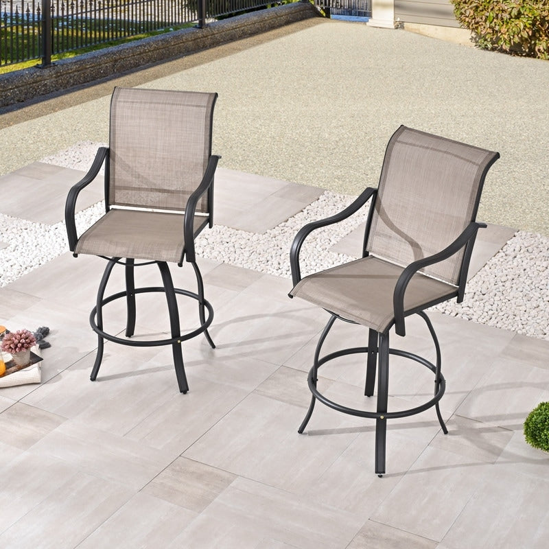 Chaise de bar pivotante à dossier haut en métal pour patio Festival (lot de 2)