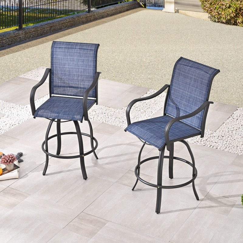 Chaise de bar pivotante à dossier haut en métal pour patio Festival (lot de 2)