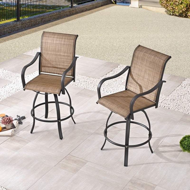 Chaise de bar pivotante à dossier haut en métal pour patio Festival (lot de 2)