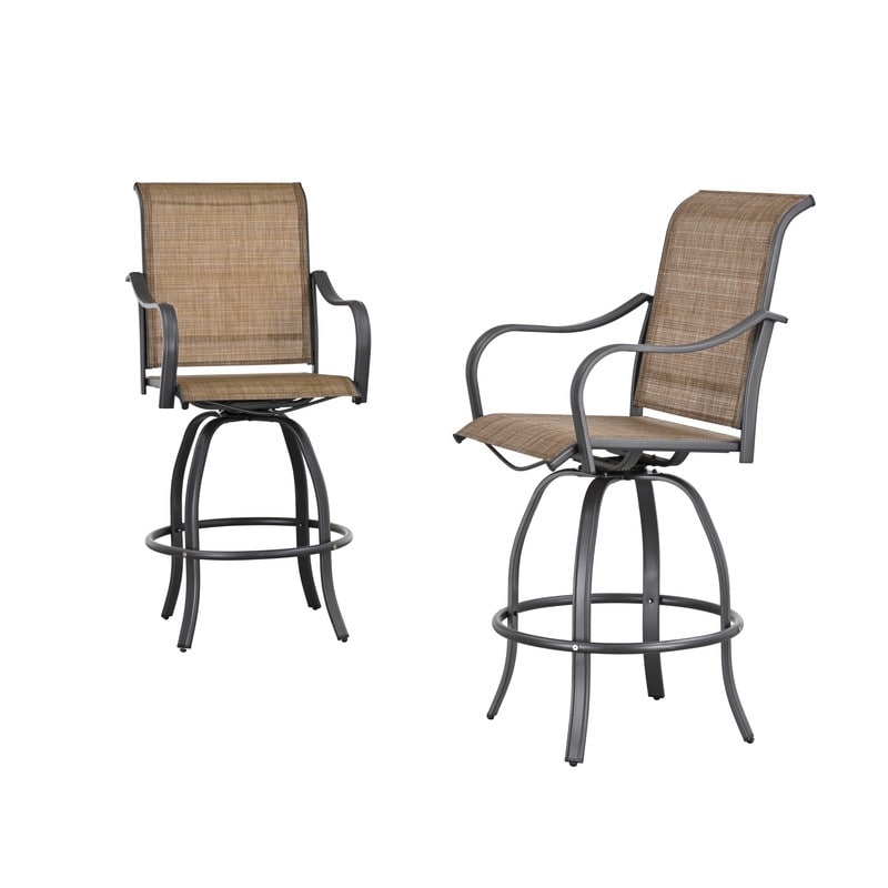 Chaise de bar pivotante à dossier haut en métal pour patio Festival (lot de 2)