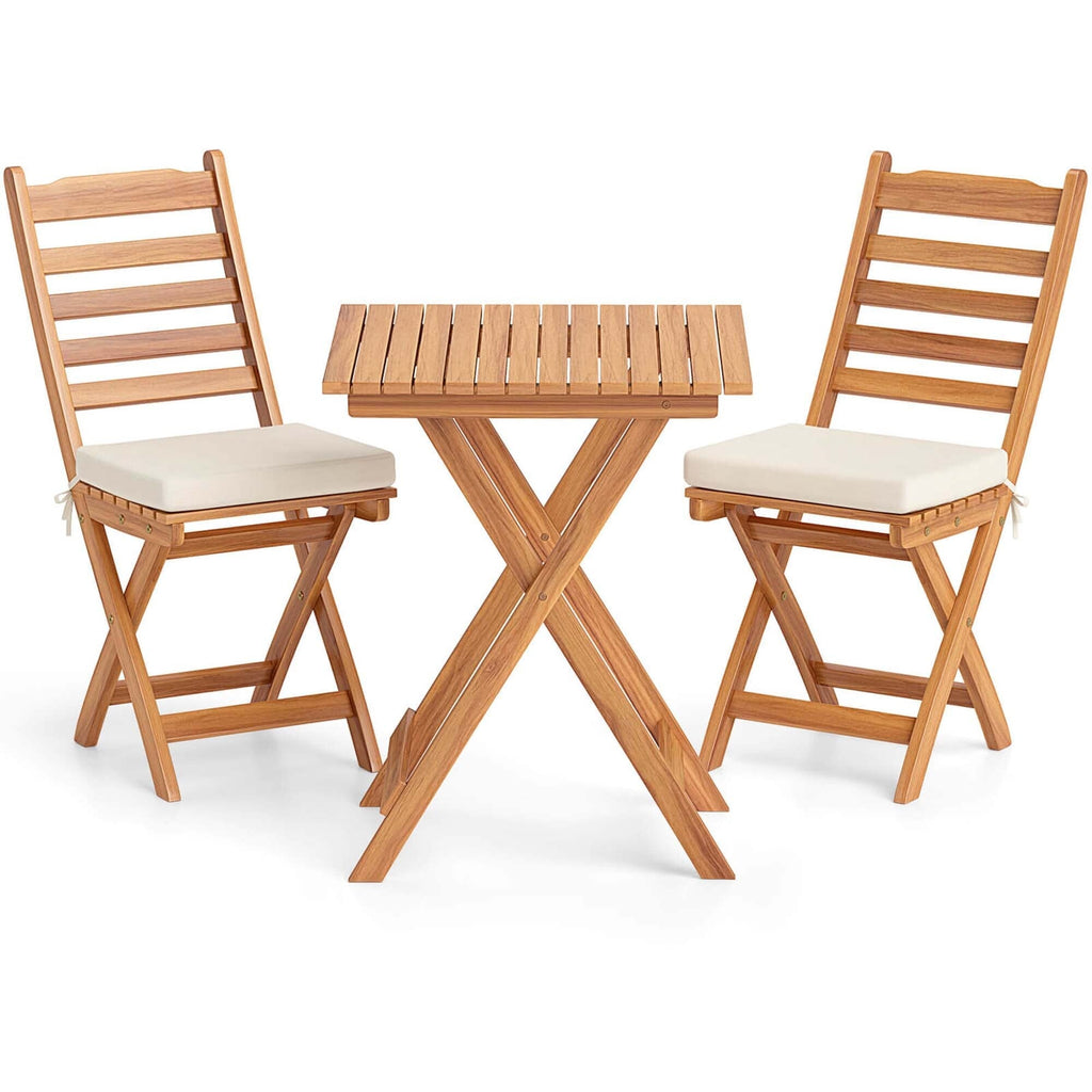 Ensemble bistrot pliant 3 pièces Patiojoy avec coussins d'assise amovibles - Voir les détails
