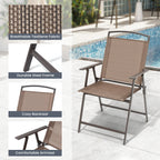 Ensemble de patio Pellebant 6 pièces avec table, parasol et 4 chaises pliantes - 22,4 L x 26,8 P x 34,4 H