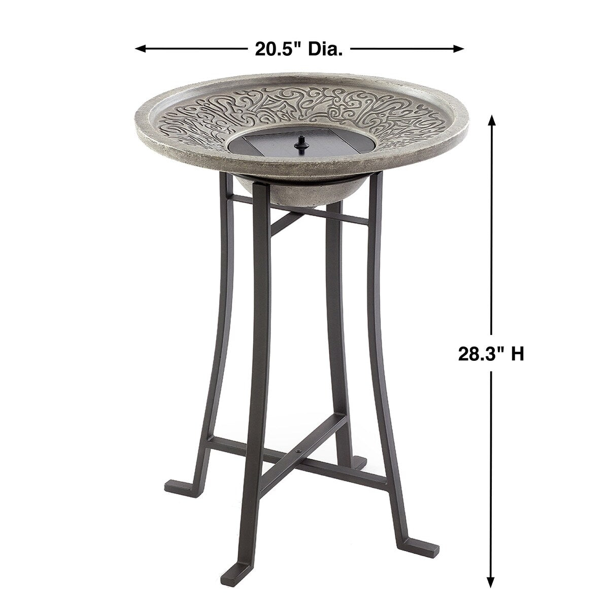 Bain d'oiseaux Perello intelliSOLAR Light Cement avec télécommande - Gris vieilli