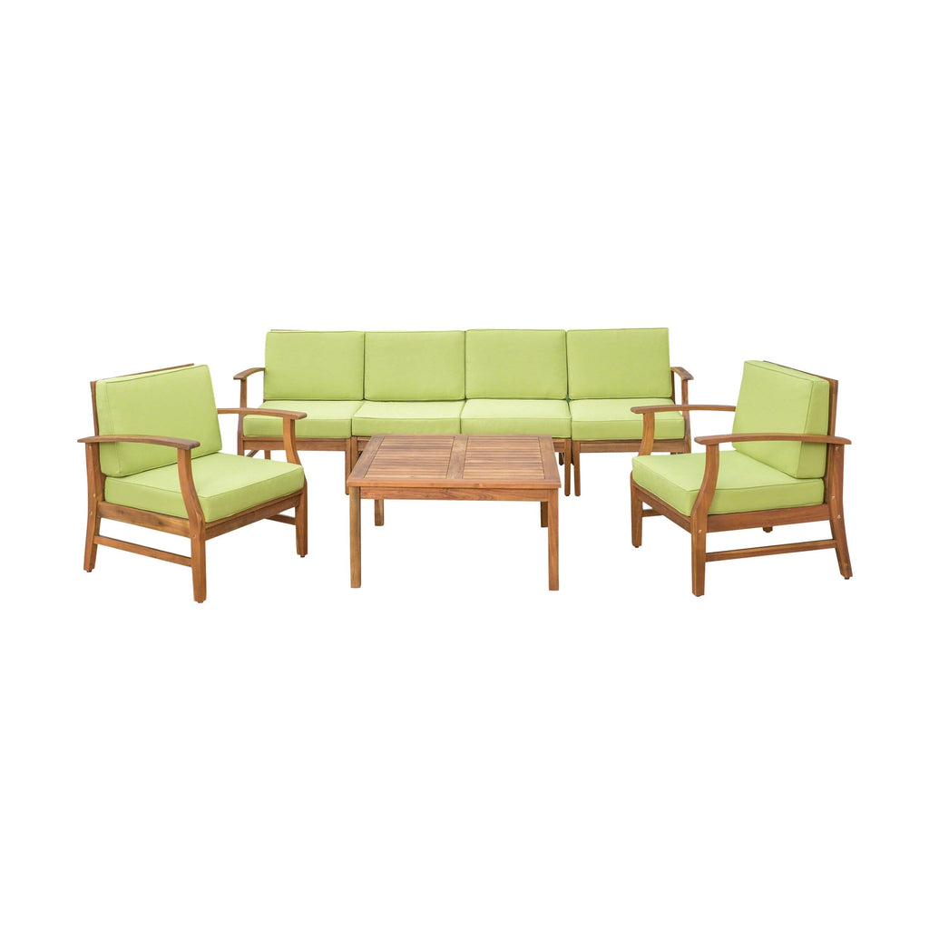 Ensemble de conversation d'extérieur 7 pièces en bois d'acacia Perla par Christopher Knight Home