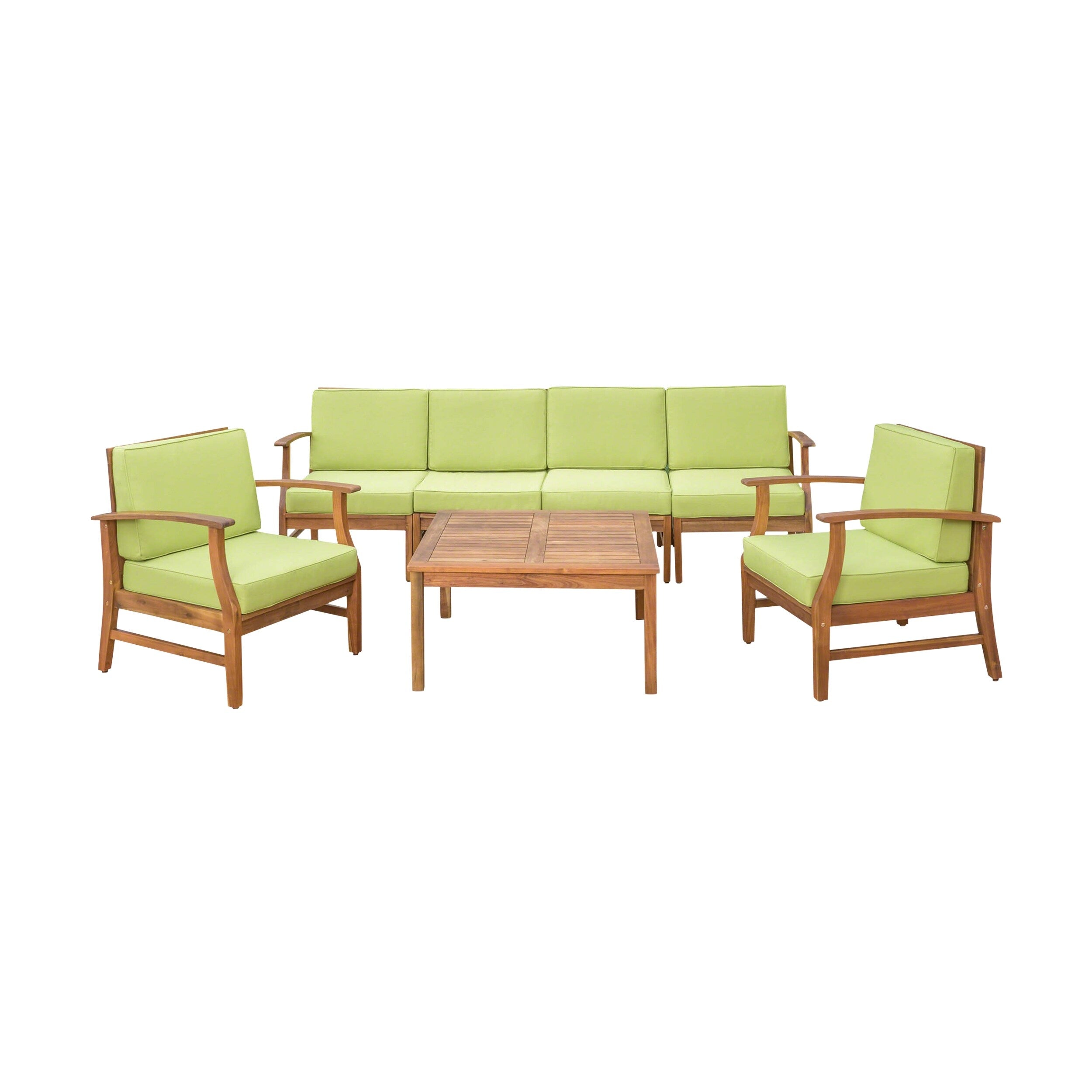 Ensemble de conversation d'extérieur 7 pièces en bois d'acacia Perla par Christopher Knight Home