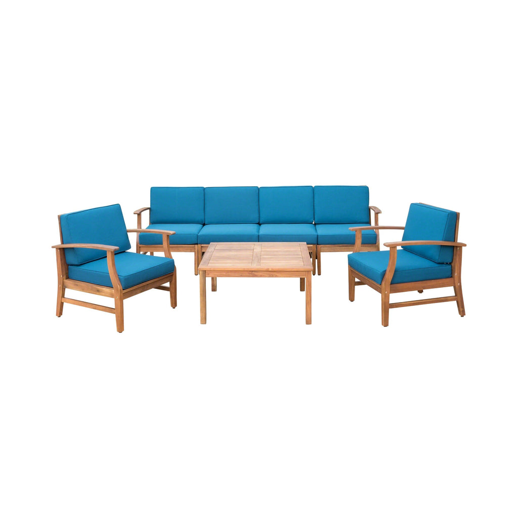 Ensemble de conversation d'extérieur 7 pièces en bois d'acacia Perla par Christopher Knight Home