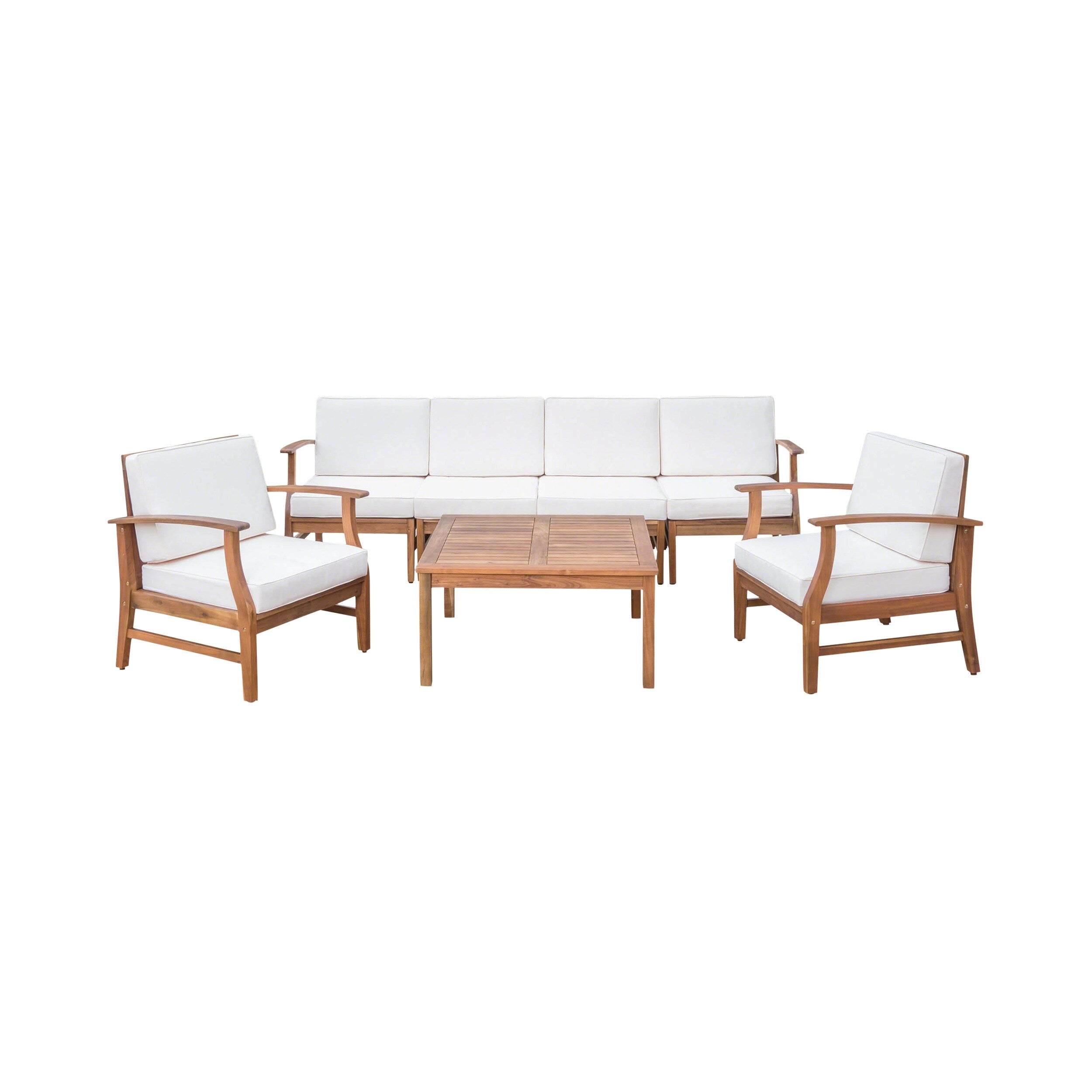 Ensemble de conversation d'extérieur 7 pièces en bois d'acacia Perla par Christopher Knight Home