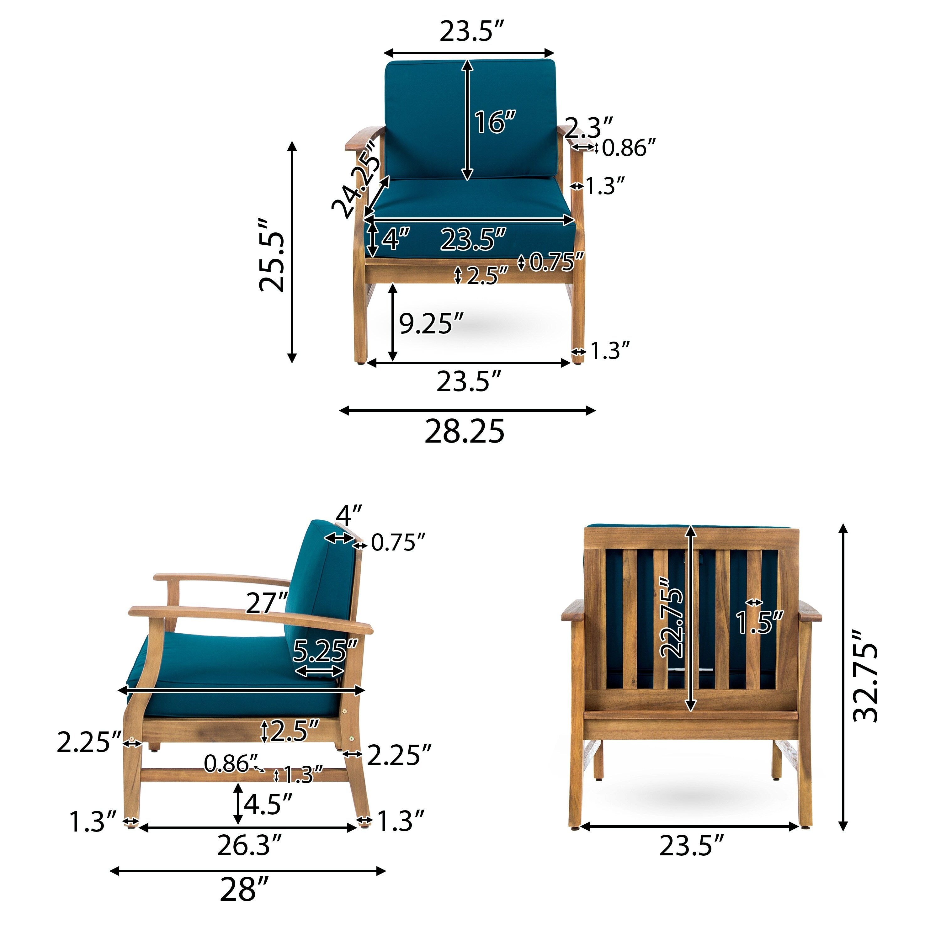 Ensemble de conversation d'extérieur 7 pièces en bois d'acacia Perla par Christopher Knight Home