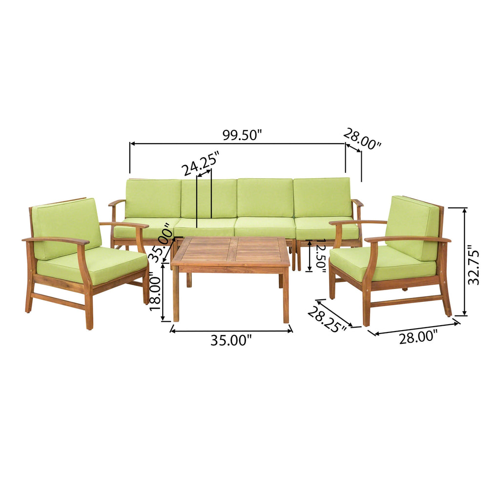 Ensemble de conversation d'extérieur 7 pièces en bois d'acacia Perla par Christopher Knight Home