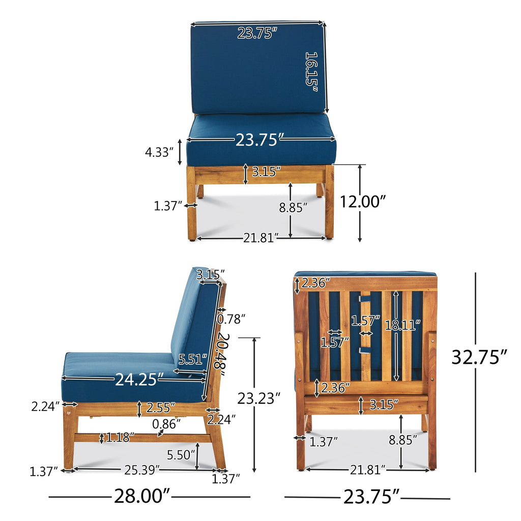 Ensemble de conversation d'extérieur 7 pièces en bois d'acacia Perla par Christopher Knight Home