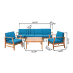 Ensemble de conversation d'extérieur 7 pièces en bois d'acacia Perla par Christopher Knight Home