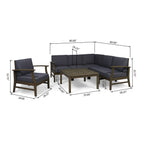 Ensemble de canapés d'extérieur Perla 7 pièces en bois d'acacia avec coussin par Christopher Knight Home