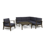 Ensemble de canapés d'extérieur Perla 7 pièces en bois d'acacia avec coussin par Christopher Knight Home