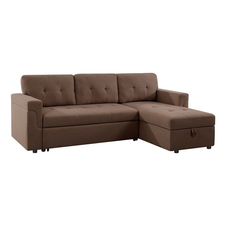 Canapé sectionnel réversible avec lit gigogne, méridienne avec rangement dissimulé, pieds durables,