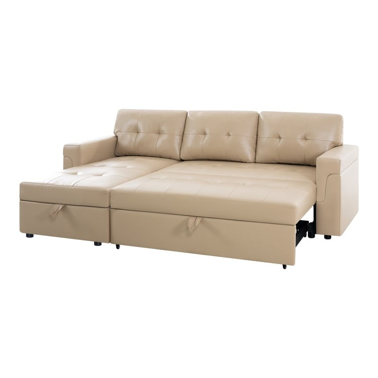 Canapé sectionnel réversible avec lit gigogne, méridienne avec rangement dissimulé, pieds durables,