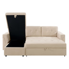 Canapé sectionnel réversible avec lit gigogne, méridienne avec rangement dissimulé, pieds durables,