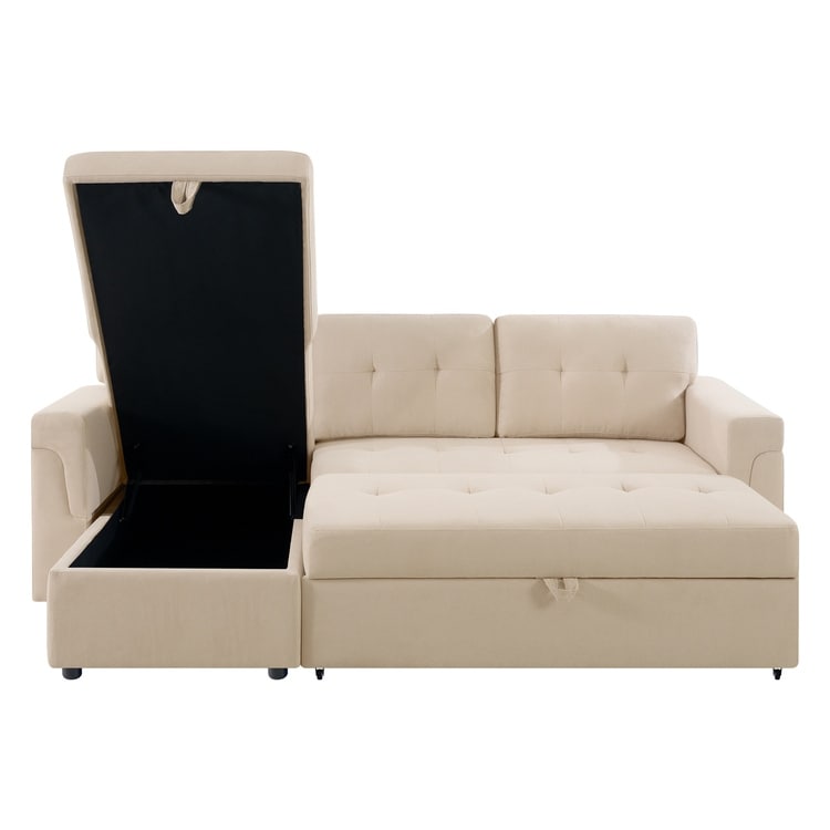 Canapé sectionnel réversible avec lit gigogne, méridienne avec rangement dissimulé, pieds durables,