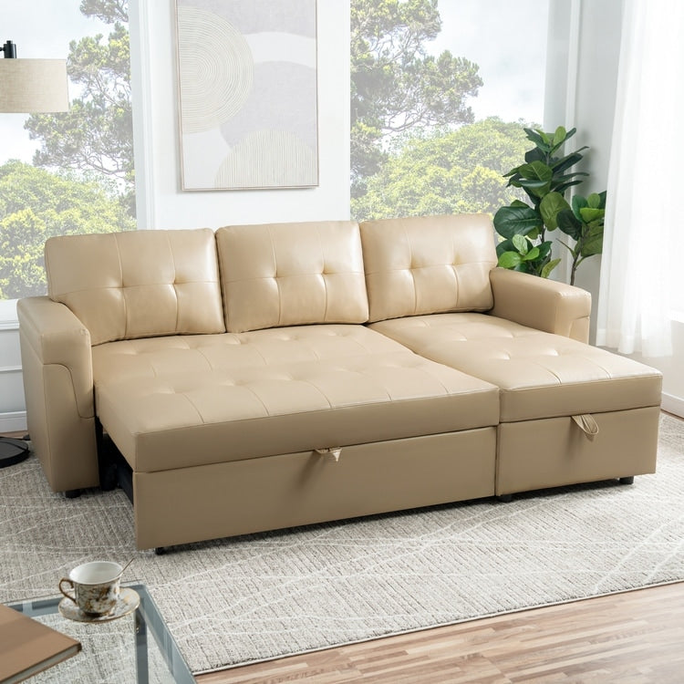 Canapé sectionnel réversible avec lit gigogne, méridienne avec rangement dissimulé, pieds durables,